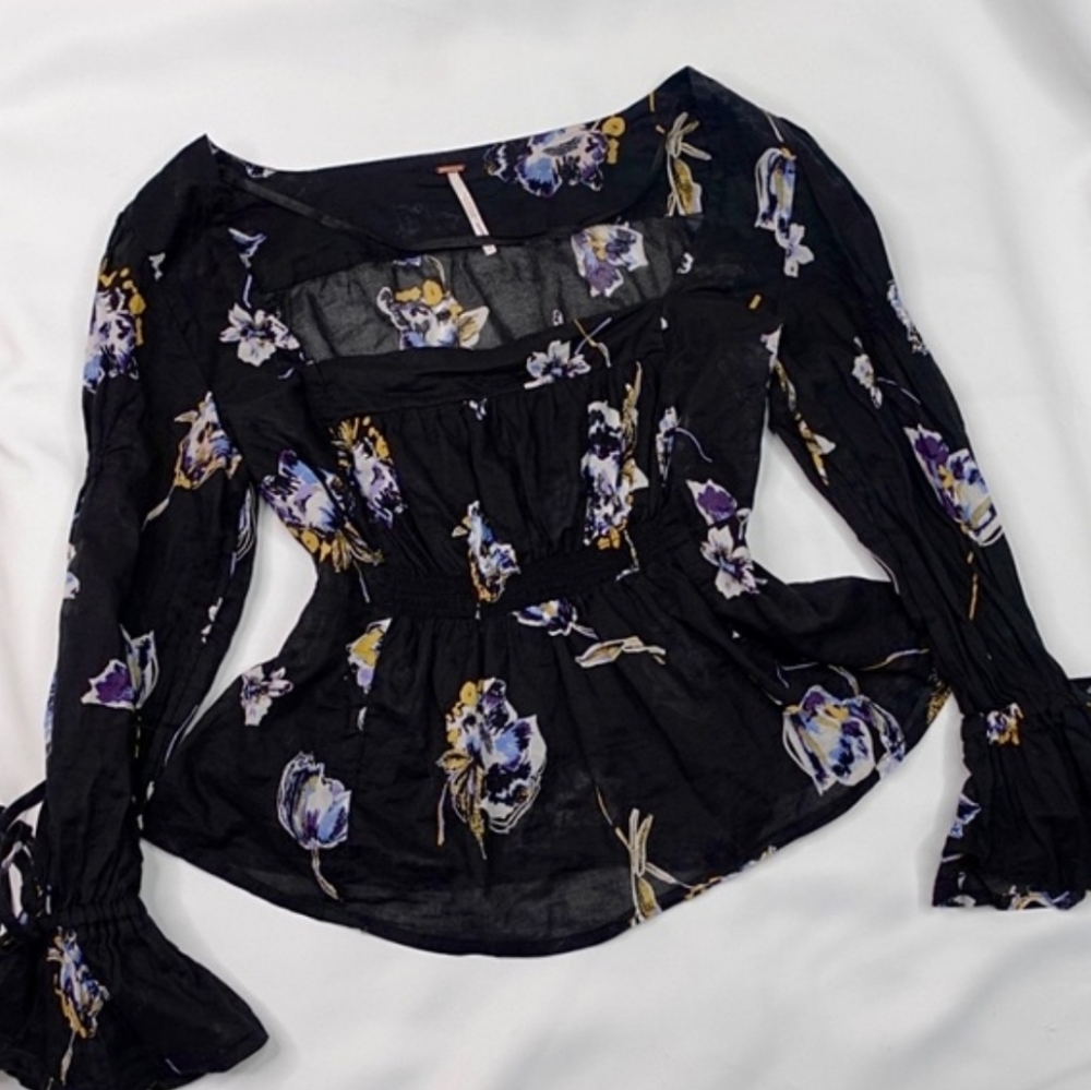 Free People Black Floral Blouse - Picture 2 of 5